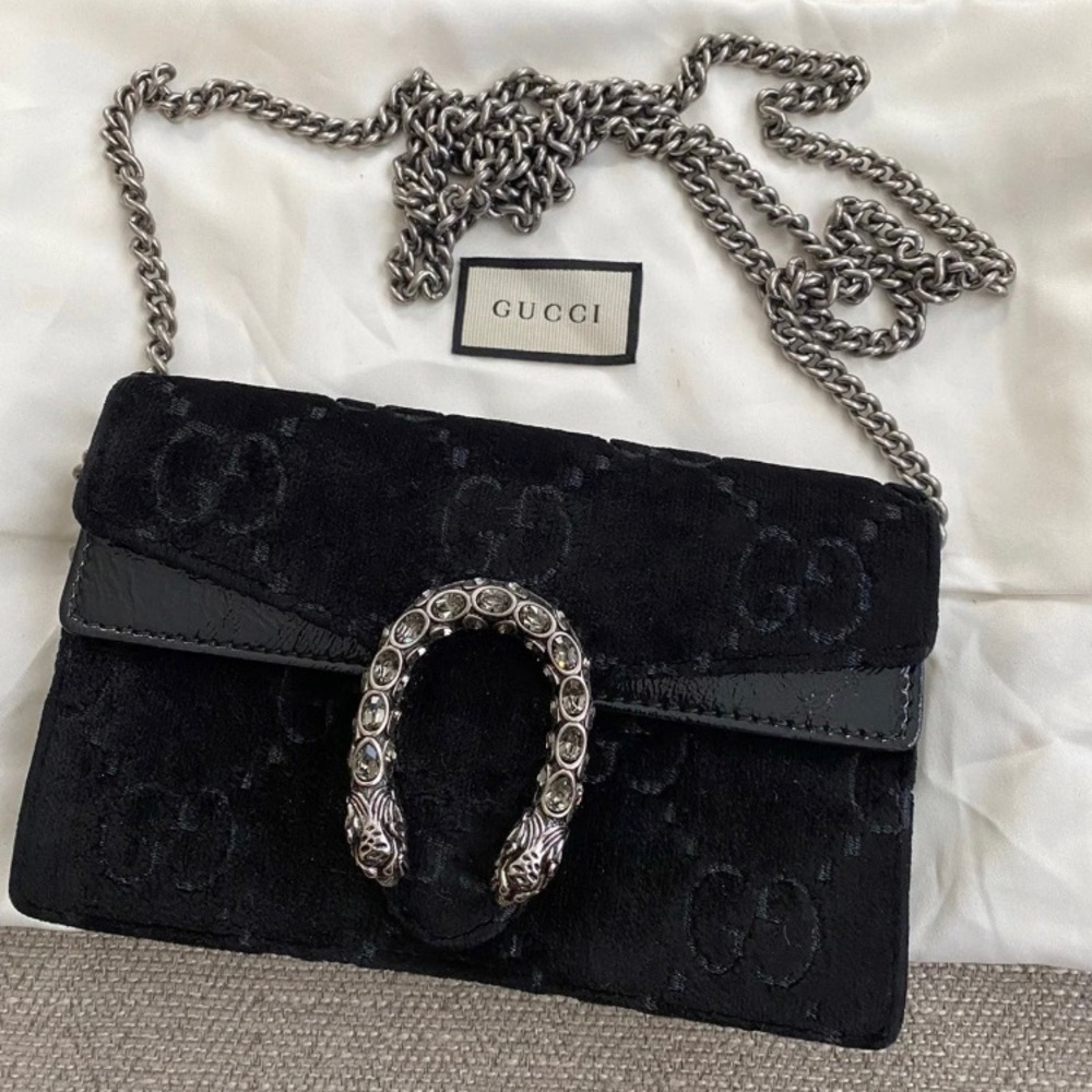Authentic Gucci Monogram Mini Velvet Dionysus